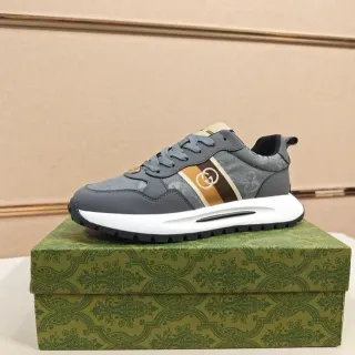 Gucci Screener Monogram Web Stripe Gray Lifestyle Sneakers