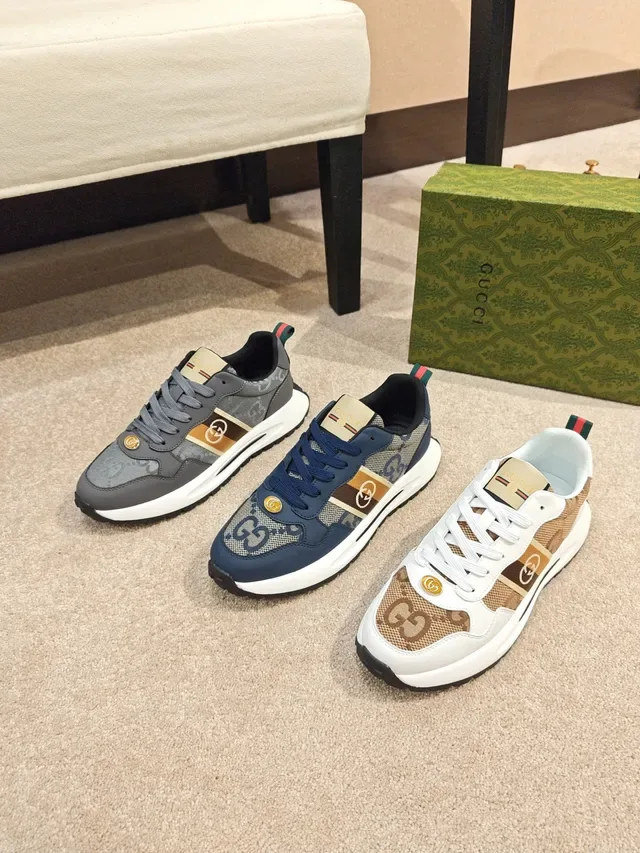 Gucci Screener Monogram Web Stripe Gray Lifestyle Sneakers 2