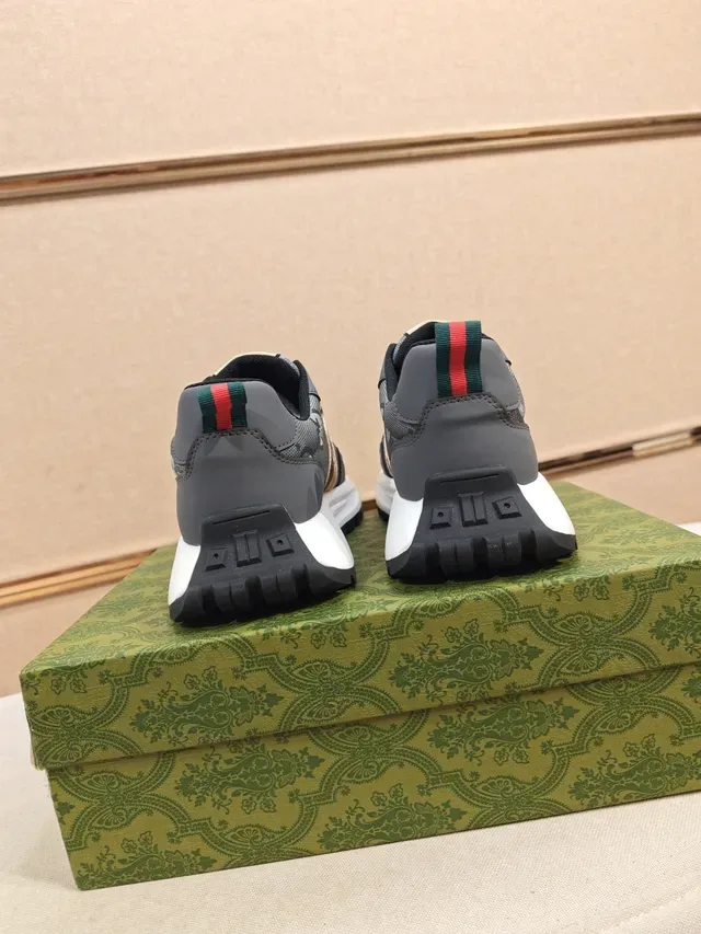 Gucci Screener Monogram Web Stripe Gray Lifestyle Sneakers 4