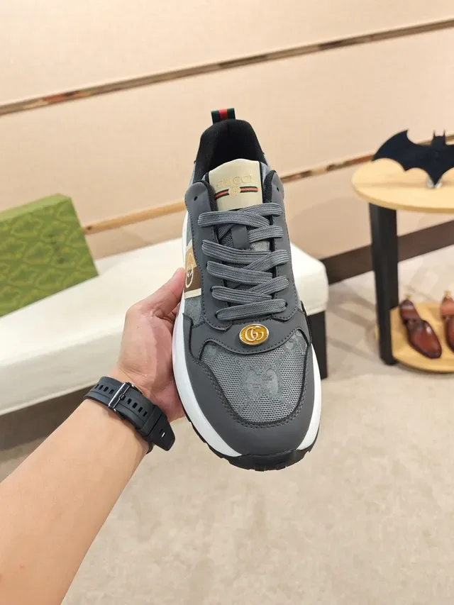 Gucci Screener Monogram Web Stripe Gray Lifestyle Sneakers 6