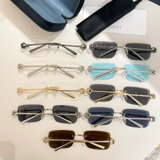 Gucci Screener Silver Transparent Rimless Rectangular Sunglasses