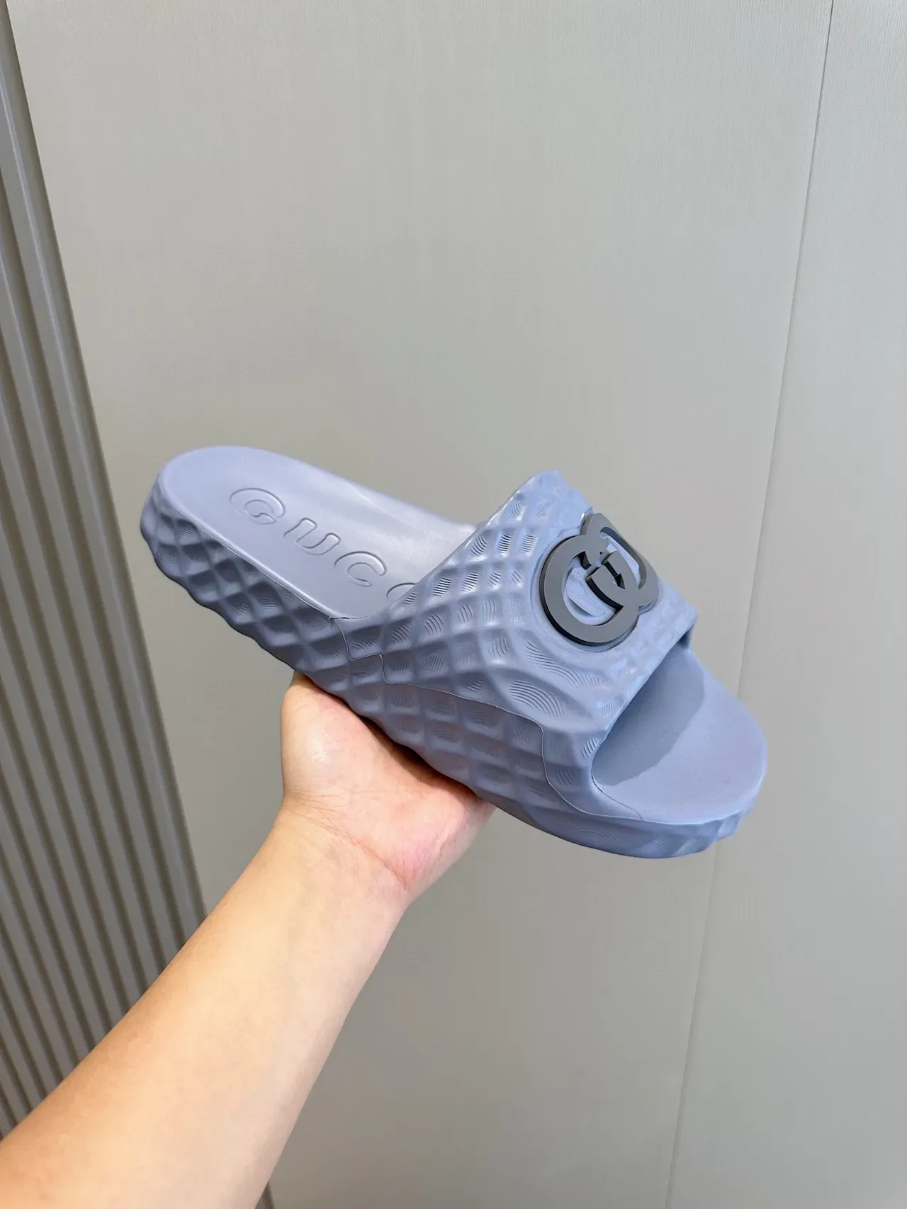 Gucci Screener Slide Translucent Gray Molded Rubber Slipper 5