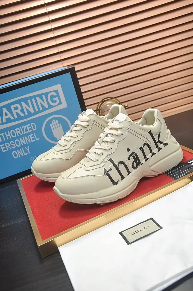 Gucci Screener Thank Print Off-White Chunky Sneakers 4