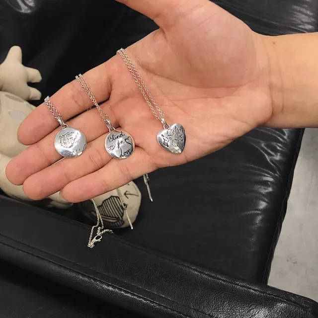 Gucci Silver Black Engraved Charms Metal Necklace 9