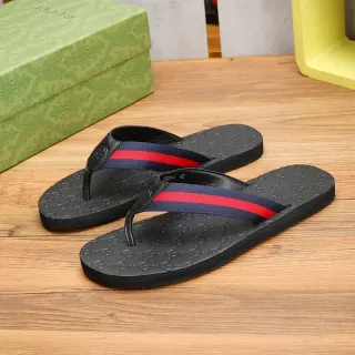 Gucci স্লাইড কালো লাল GG Monogram সোল ওয়েব স্ট্রাইপ স্ট্র্যাপ স্লিপার