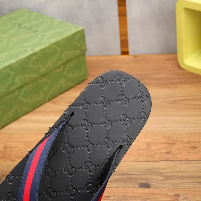 Gucci Slide Preto Vermelho GG Monogram Sola Web Stripe Alça 5