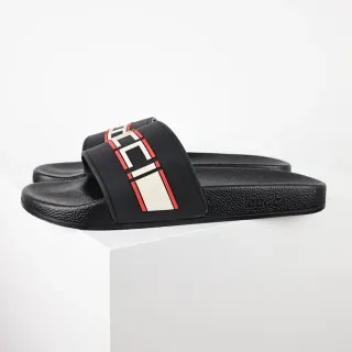 Gucci Slide Negro Rojo Goma Moldada Correa Ancha Zapatillas