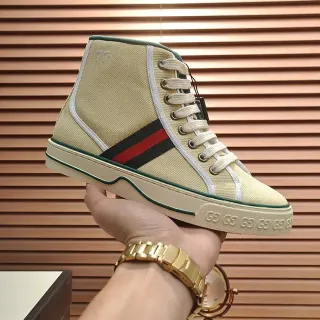 Sneaker lifestyle Gucci Tennis 1977 beige canvas de caña alta
