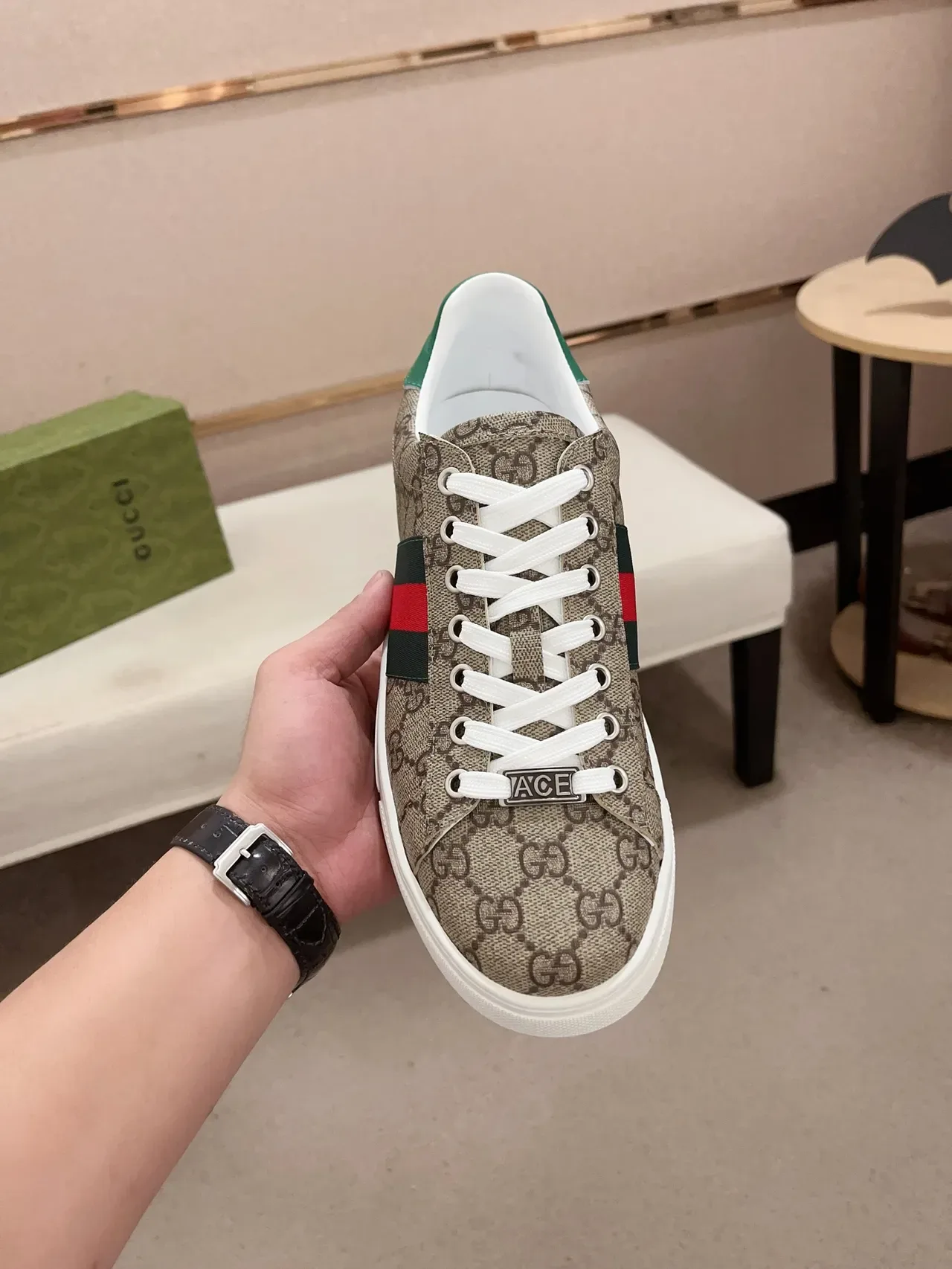 Gucci Tennis 1977 Beige GG Monogram Web Stripe লাইফস্টাইল স্নিকার্স 5