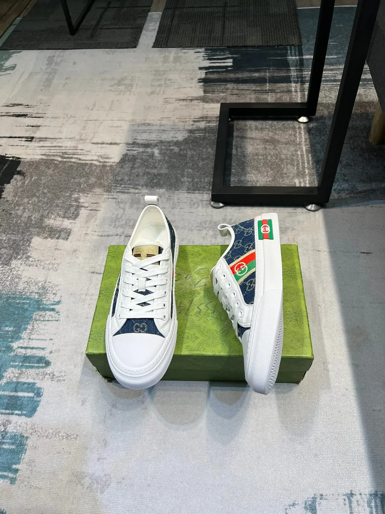 Gucci Tennis 1977 Zapatillas Lifestyle en Denim y Blanco 4