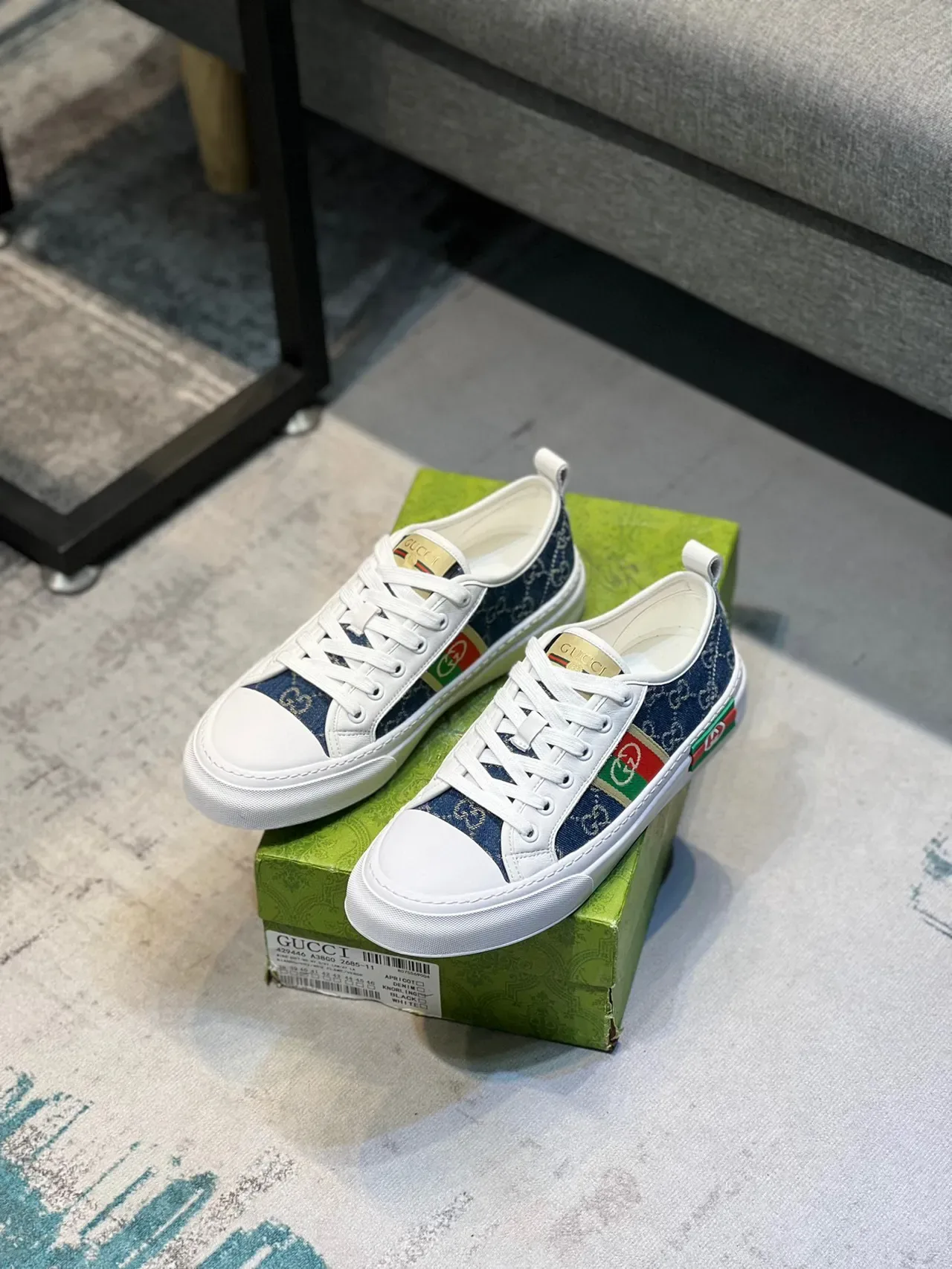 Gucci Tennis 1977 Zapatillas Lifestyle en Denim y Blanco 7