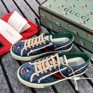 Gucci Tennis 1977 Azul Marino Impresión Mickey Mouse Lifestyle Sneakers