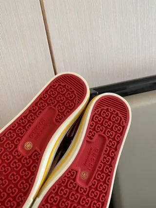 Gucci Tennis 1977 Red Green Web حذاء أسلوب الحياة عالي القدم 6