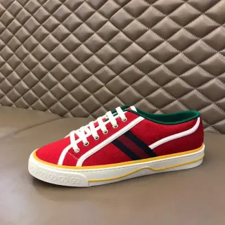 Gucci Tennis 1977 红色网状条纹 帆布生活方式运动鞋