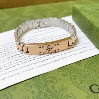 Gucci سوار ذات وصلات ثنائي اللون بشعار منحوت