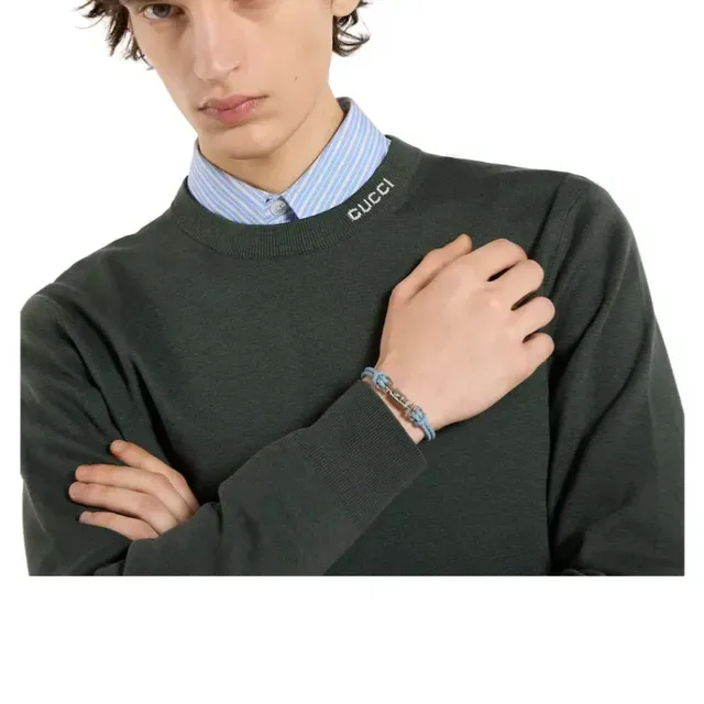 Gucci Web Bracelet Rouge et Vert en Cuir Tressé 2