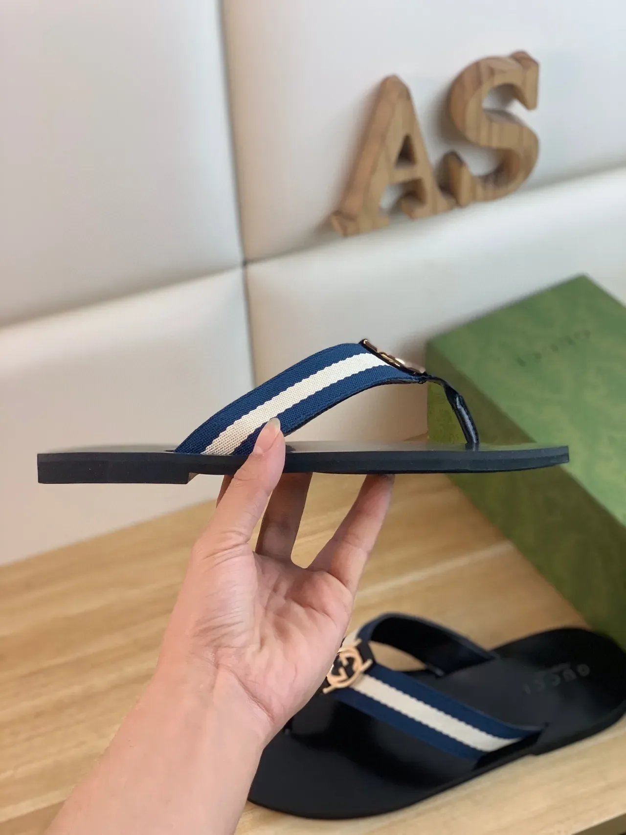 Gucci Web Stripe Interlocking G Buckle Black Slippers 6