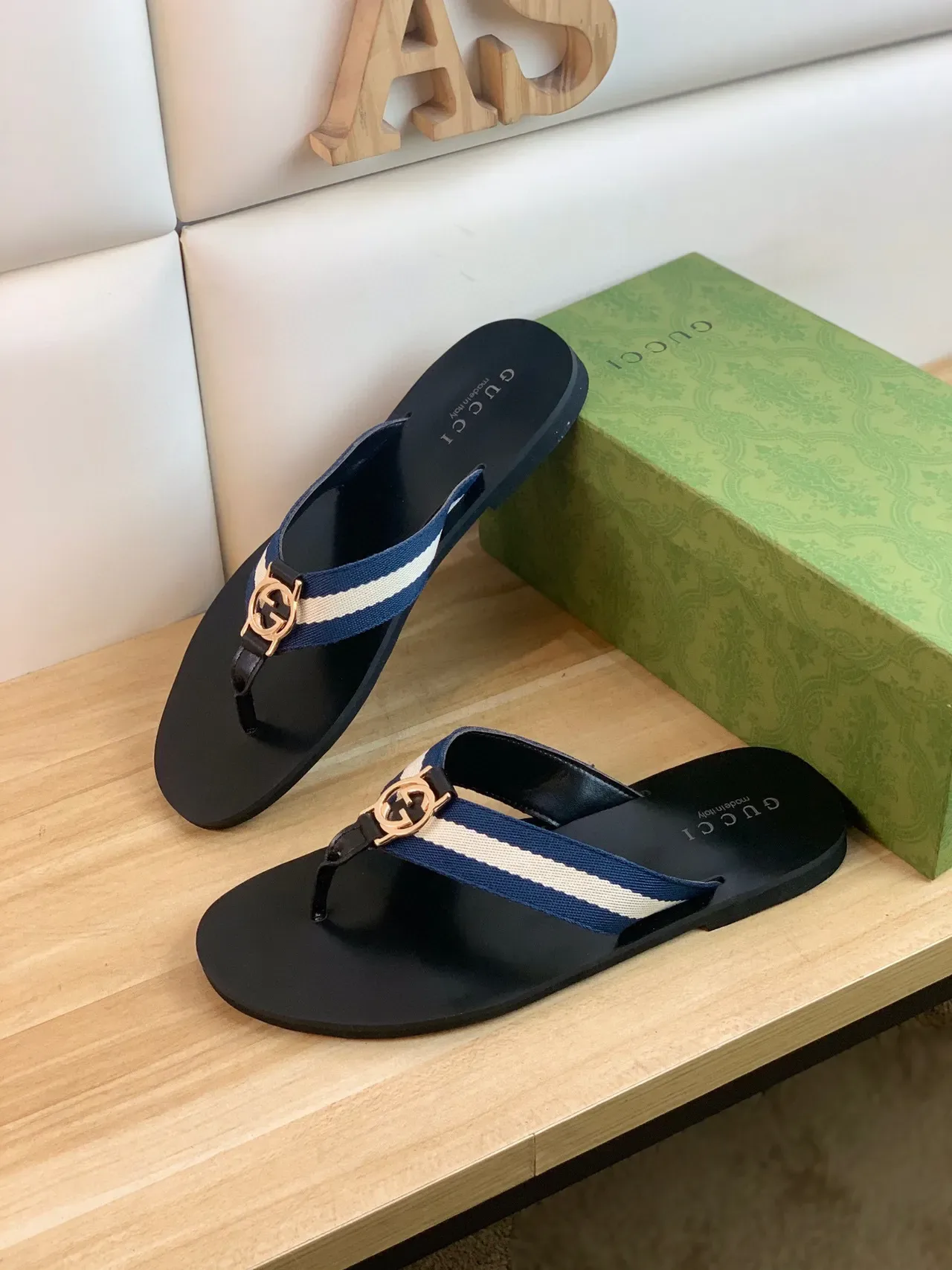 Gucci Web Stripe Interlocking G Buckle Black Slippers 8