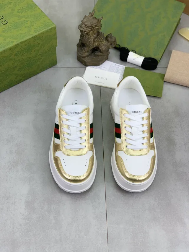 Gucci সাদা সোনা লো টপ প্ল্যাটফর্ম সোল লাইফস্টাইল স্নিকার 5