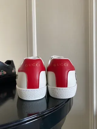 Gucci White Red Leather Upper Web Stripe Side Panel Lifestyle Sneakers 2