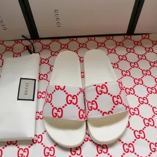 Gucci blanco rojo suela de goma interlocking GG monogram correa zapatillas