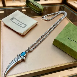 Gucci Winged Dagger Turquoise Pendant Necklace