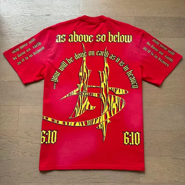 Hellstar As Above So Below 图案印花红色T恤 4