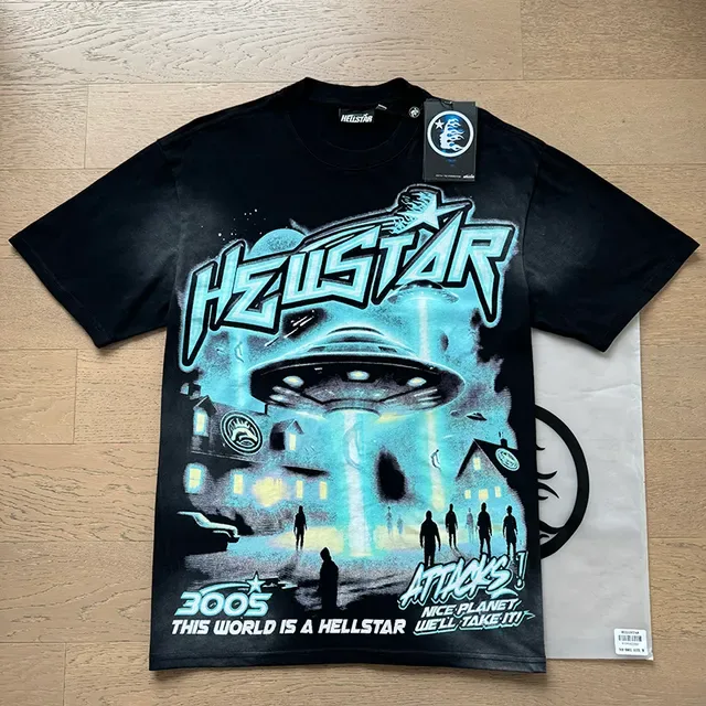 Hellstar Black Blue Graphic-Print Oversized Fit T-Shirt 3