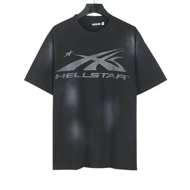 Hellstar Black Silver Oversized Fit Metallic Graphic Print T-Shirt 6