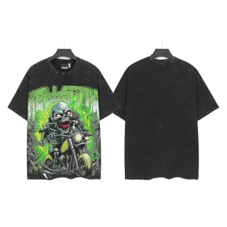 Hellstar Distressed Black Rivet-Trim Graphic T-Shirt