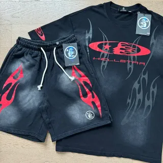 Hellstar Flame Graphic Black and Red Oversized T-Shirt