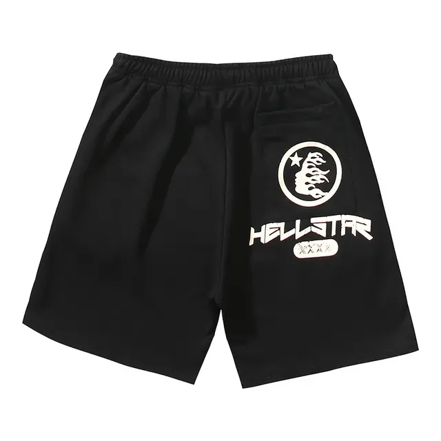 Hellstar Gráfico de Chama Shorts Preto 3