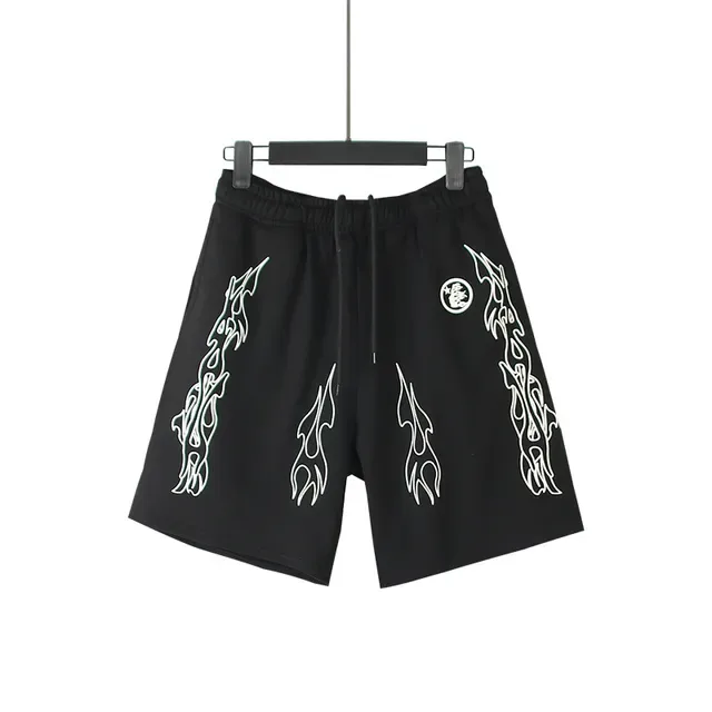 Hellstar Gráfico de Chama Shorts Preto 5