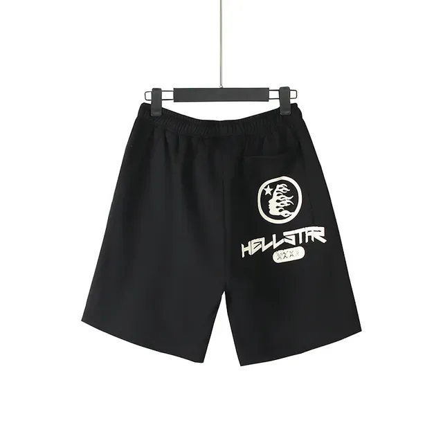Hellstar Gráfico de Chama Shorts Preto 6