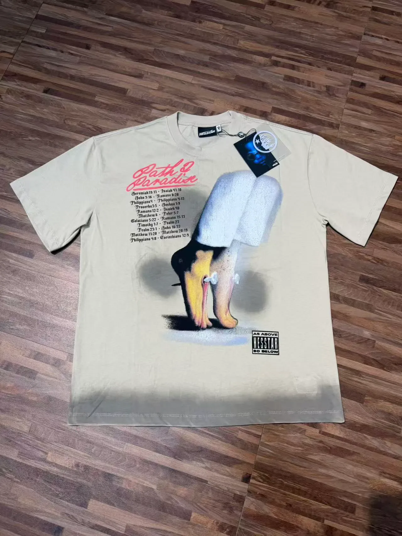 Hellstar Graphic Print Beige Oversized T-Shirt 2