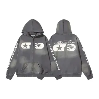 Hellstar Graphic Print Gradient Wash Full-Zip Hoodie