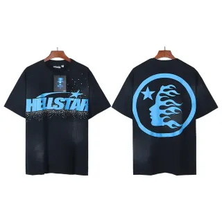 Hellstar Graphic-Print Oversized Black and Blue T-Shirt