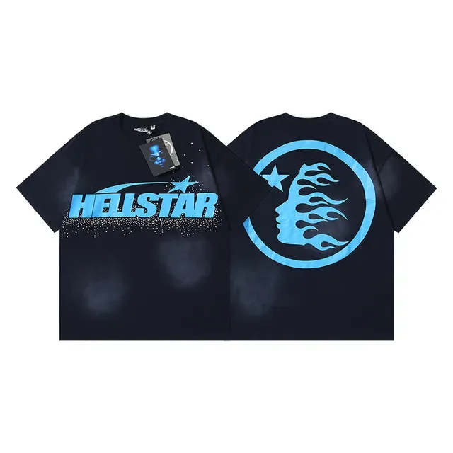 T-shirt Hellstar oversize à imprimé graphique noir et bleu 2