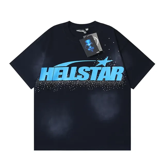 T-shirt Hellstar oversize à imprimé graphique noir et bleu 3