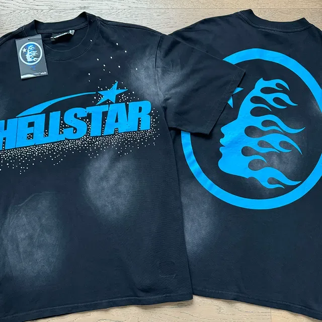 T-shirt Hellstar oversize à imprimé graphique noir et bleu 13