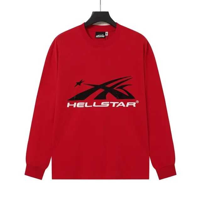 Hellstar Pull à col rond à manches longues rouge imprimé graphique 3