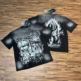 Hellstar Graphic Print Spray-Paint Fade T-Shirt
