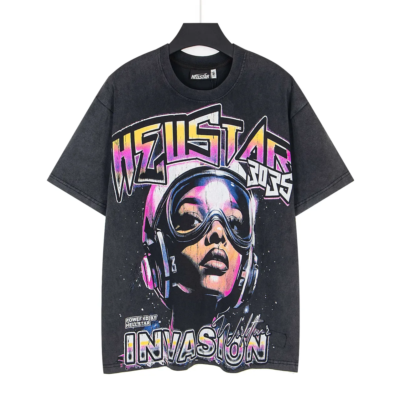 Hellstar Invasion World Tour 3035 ओवरसाइज्ड डिस्ट्रेस्ड ग्राफिक टी-शर्ट 2