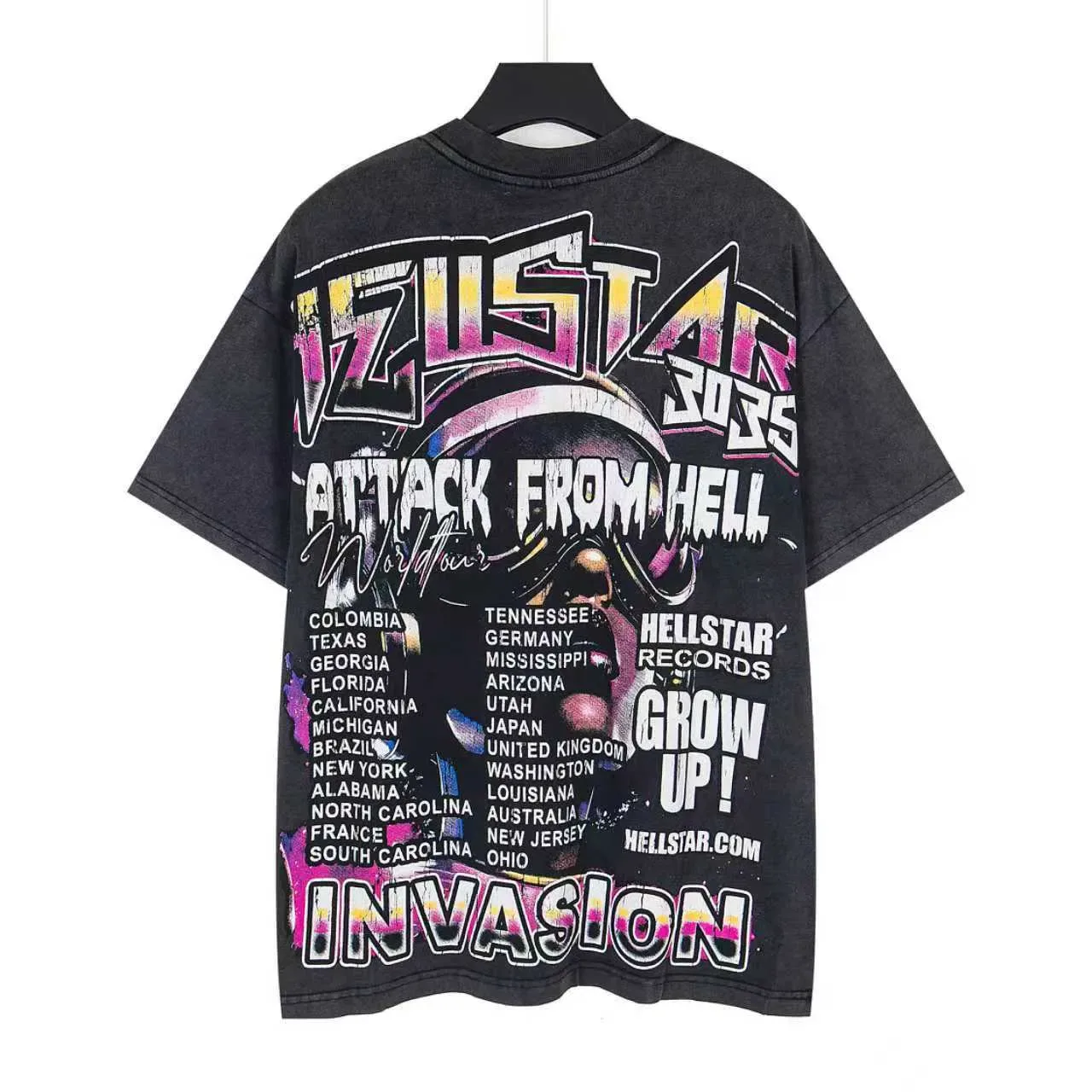 Hellstar Invasion World Tour 3035 ओवरसाइज्ड डिस्ट्रेस्ड ग्राफिक टी-शर्ट 3