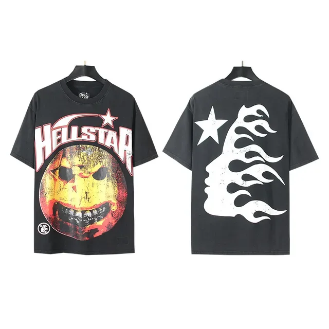 Hellstar 宽松做旧印花黑色T恤 4