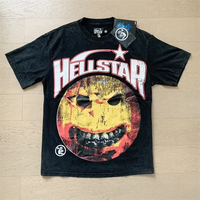 Hellstar 宽松做旧印花黑色T恤 7