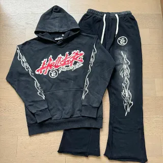 Hellstar Records Flame Graphic Black Tracksuit