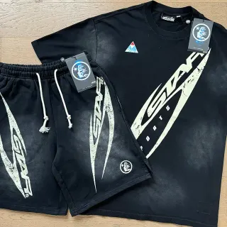 Helstar Star Graphic Distressed Black Tracksuit
