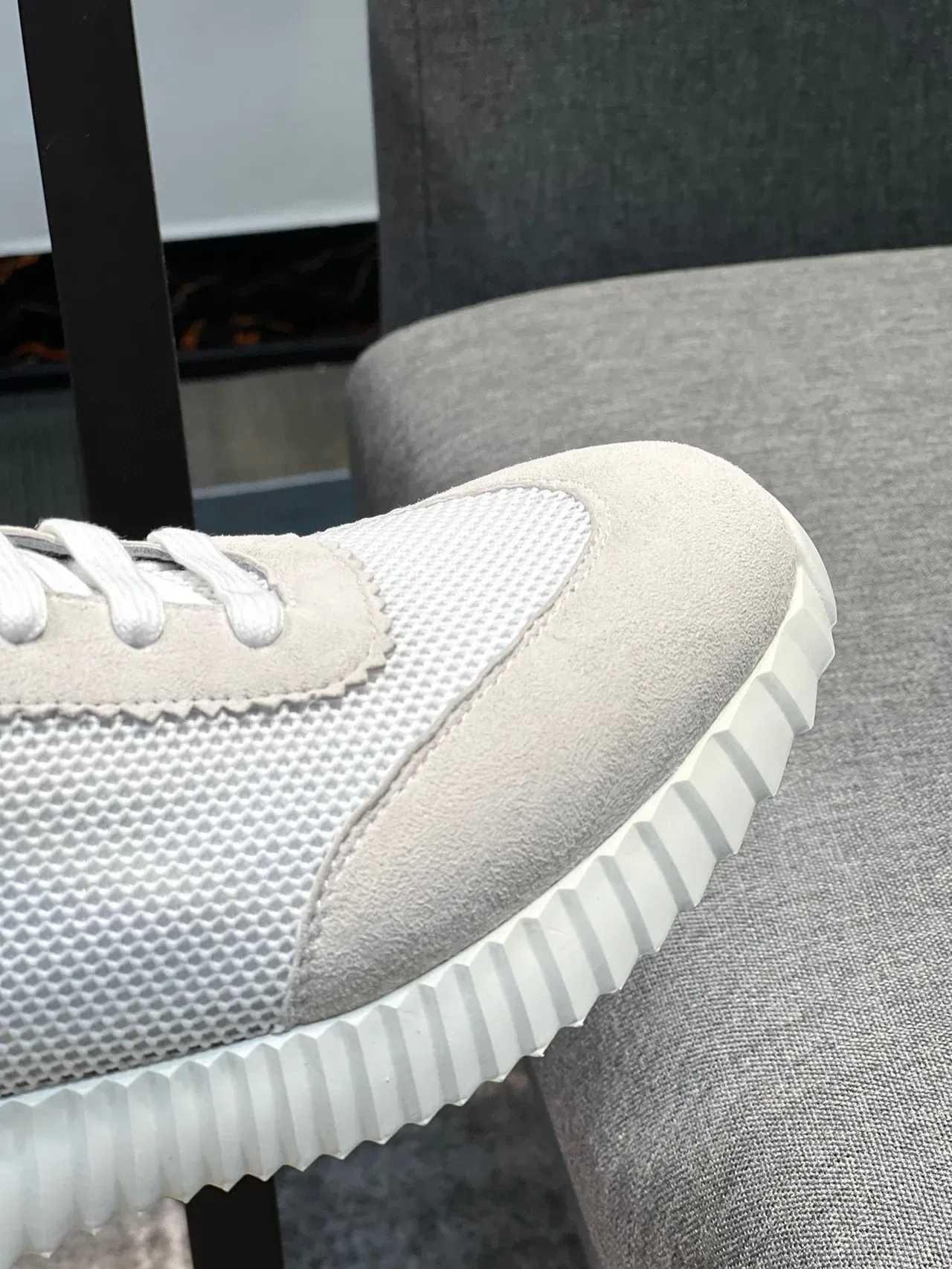 Hermès Beige Verde Malla Y Ante Superior Esculpida Con Surcos Suela Intermedia Lifestyle Sneakers 2