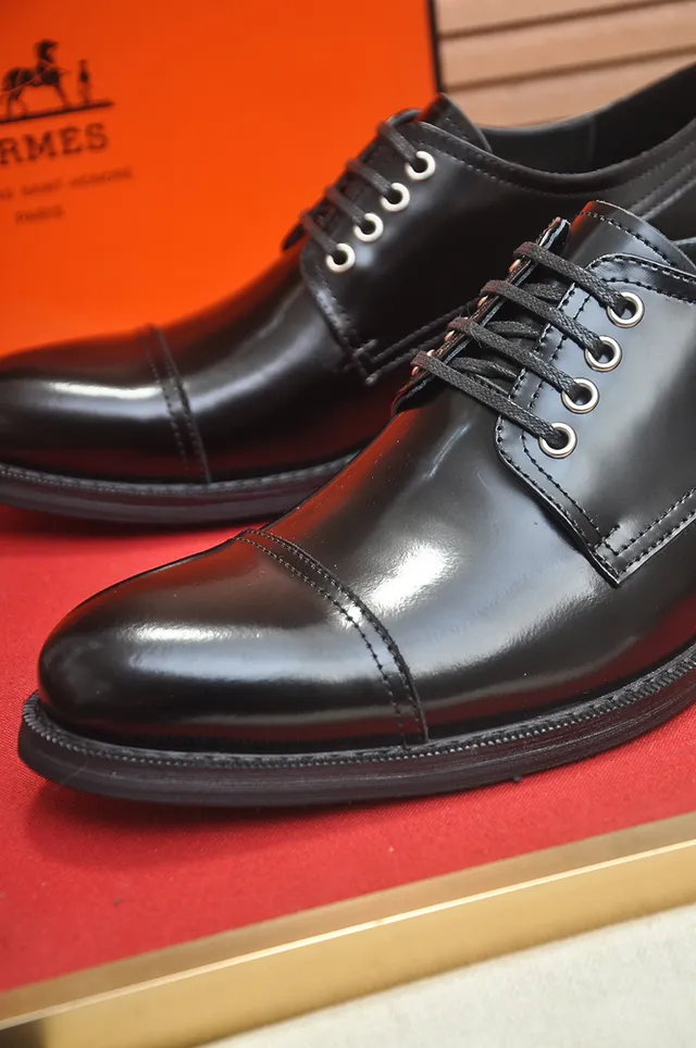 Hermès ক্যাপ টু পলিশড কালো চামড়া অক্সফোর্ড জুতো 2